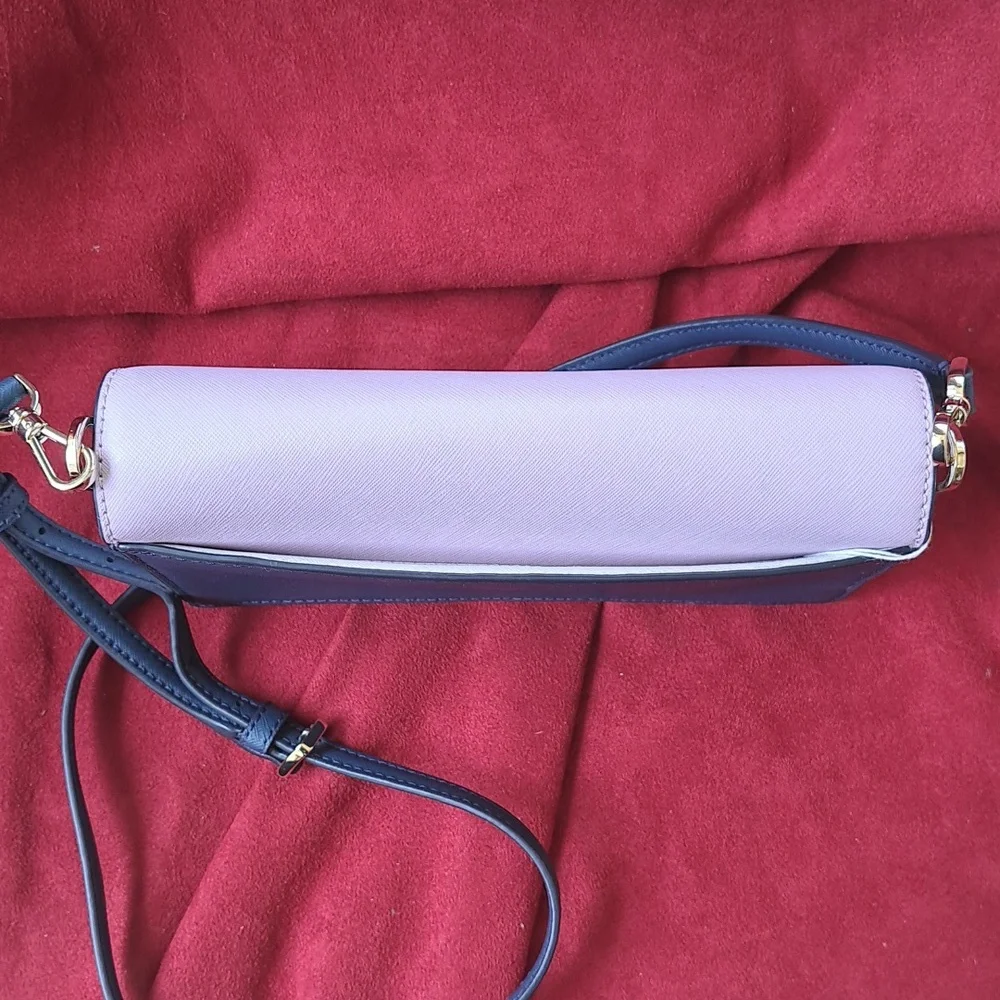 NEW Kate Spade Cameron Lavender /Navy and White Bag /Crossbody EC - Picture 7 of 16
